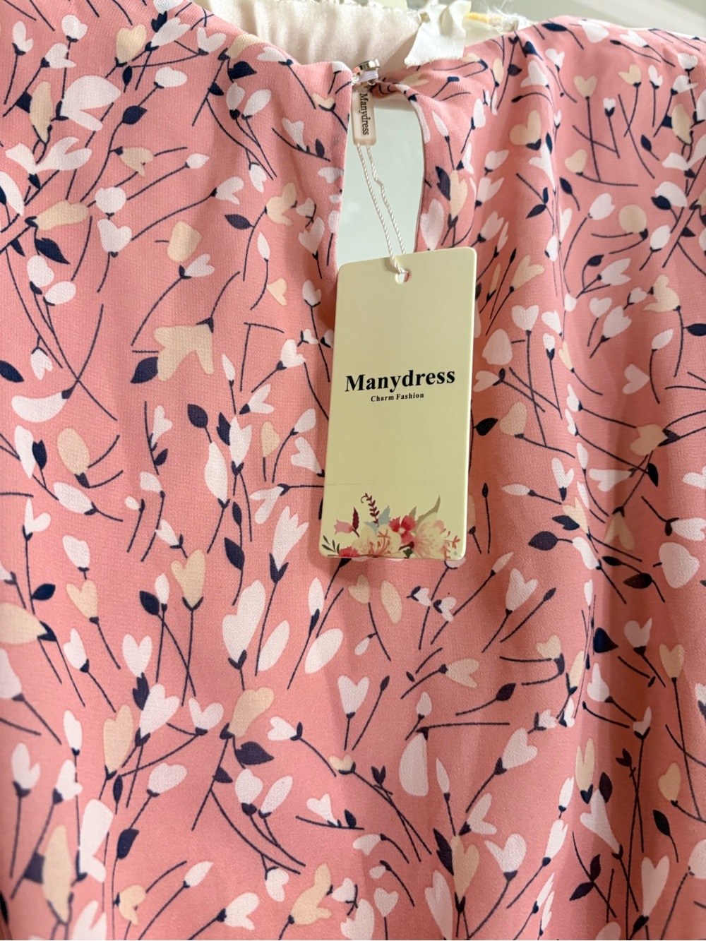 Boho Flutter-Sleeve Pink Floral Mini Dress - Picture 2 of 3